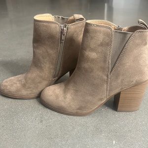 Express Taupe Faux Suede Ankle Booties